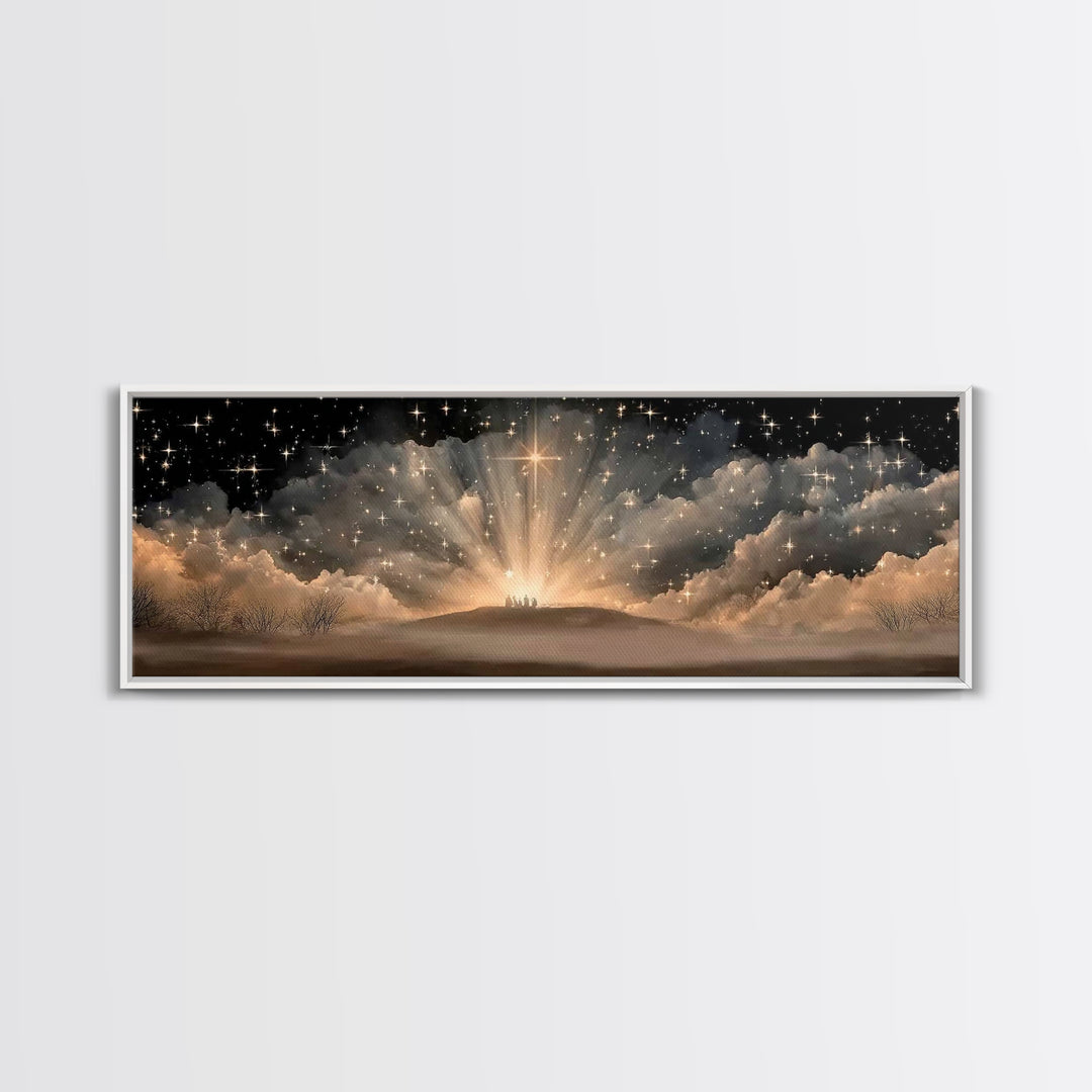 Star Of Promise, Framed Canvas Print, Christian Art Canvas, Panoramic Painting, Christmas Art, Christian Christmas Decor, Christian Wall Ar