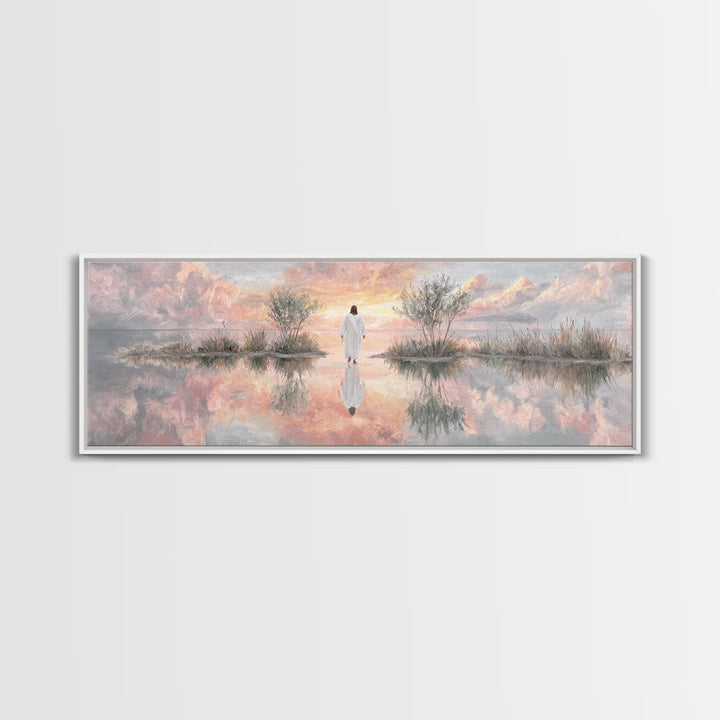 Heaven’s Quiet Path, Framed Canvas Print, Panoramic Wall Art, Christian Art Canvas, Jesus Painting, Unique Christian Art, Christian Wall Ar
