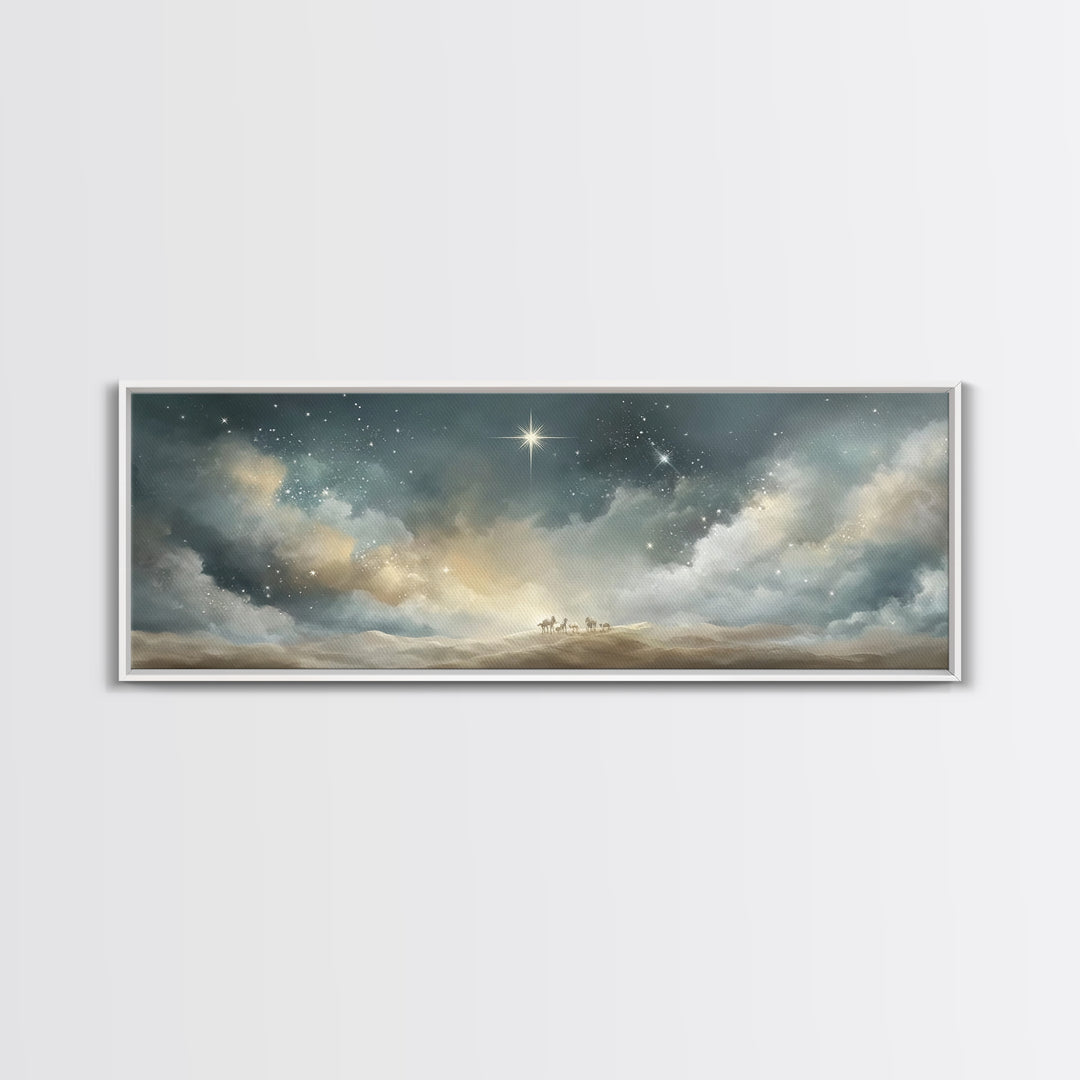 Divine Star – Framed Canvas Print – Christian Art Canvas – Panoramic Print – Christmas Wall Art – Christian Christmas Art – Christian Art P