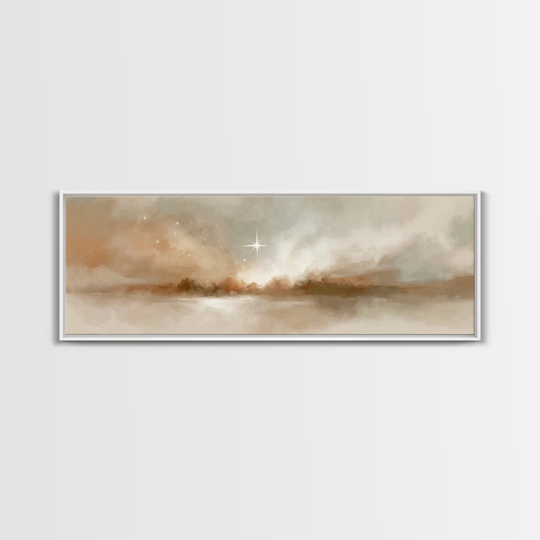Guiding Dawn Star – Framed Canvas Print – Christian Wall Art – Christian Art Canvas – Panoramic Art – Christmas Art – Jesus Painting