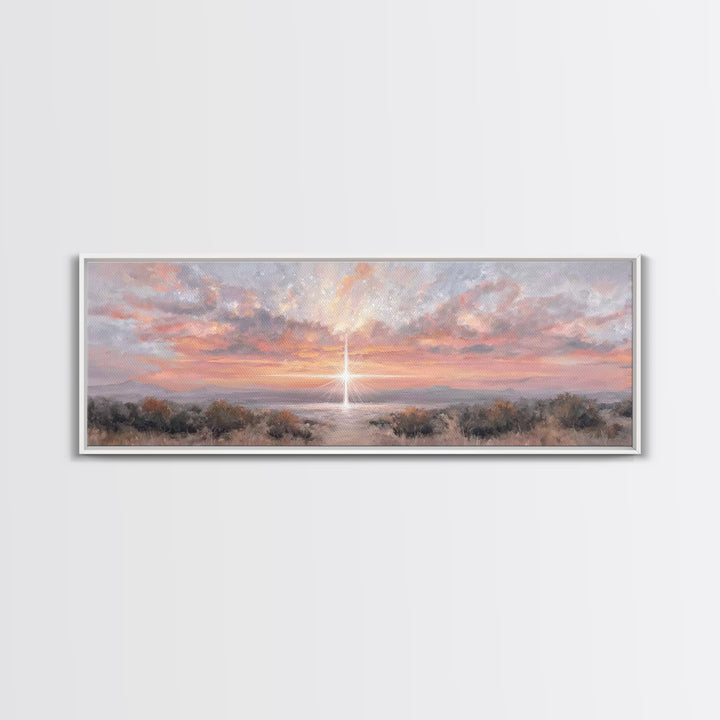 Radiant Bethlehem Sky | Framed Canvas Print | Christian Wall Art | Christian Art Canvas | Panoramic Painting | Christmas Art | Christian Gi