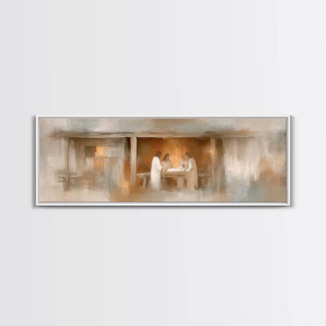 Stable Of Peace, Framed Canvas Print, Christian Wall Art, Christian Art Canvas, Panoramic Art, Christmas Art, Christian Christmas Decor