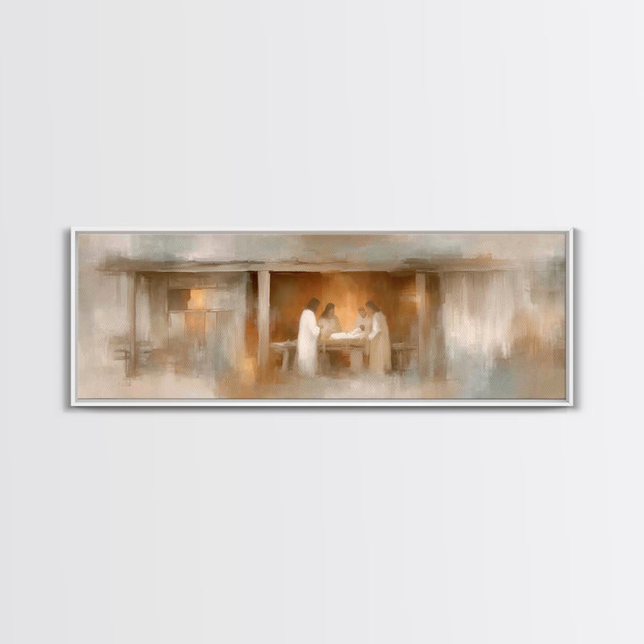 Stable Of Peace, Framed Canvas Print, Christian Wall Art, Christian Art Canvas, Panoramic Art, Christmas Art, Christian Christmas Decor