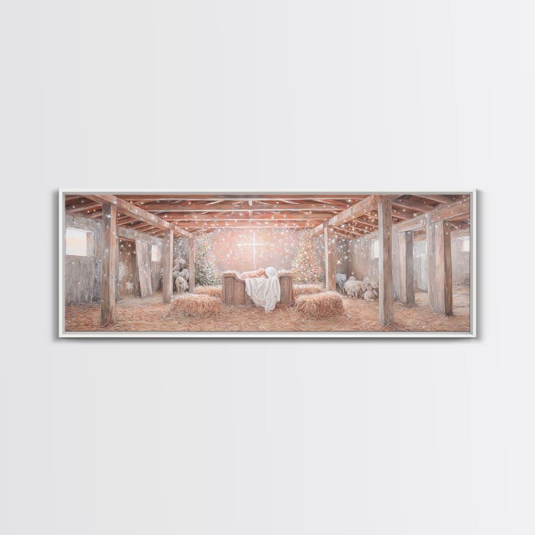 Humble Birth Wonder | Framed Canvas Print | Christian Wall Art | Christian Art Canvas | Panoramic Wall Art | Christmas Art | Christian Artw