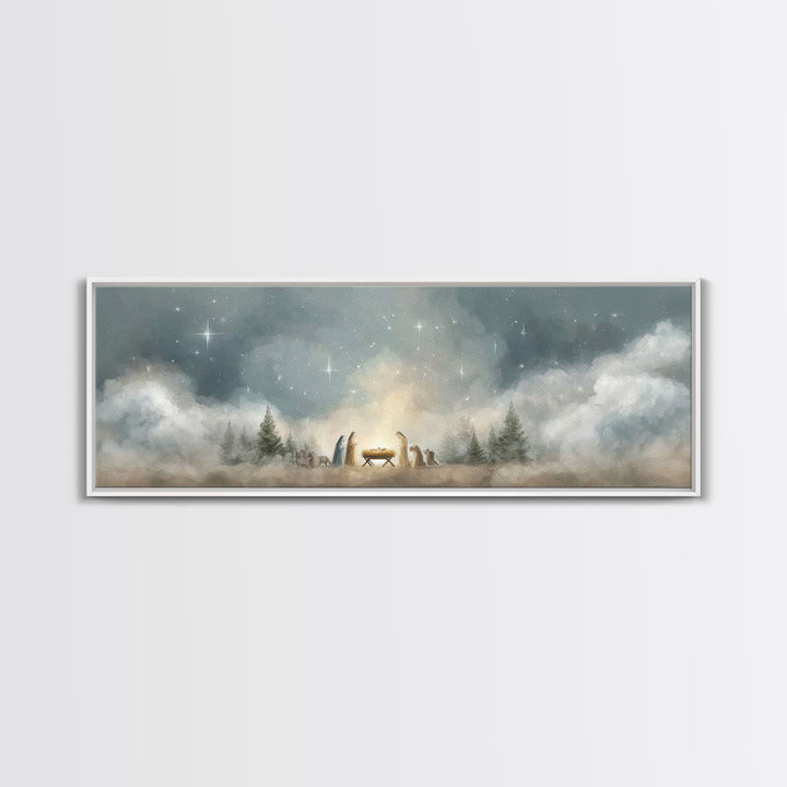Star Of Winter Grace – Framed Canvas Print – Panoramic Art – Christian Wall Art – Christian Art Canvas – Christmas Art – Jesus Painting – C