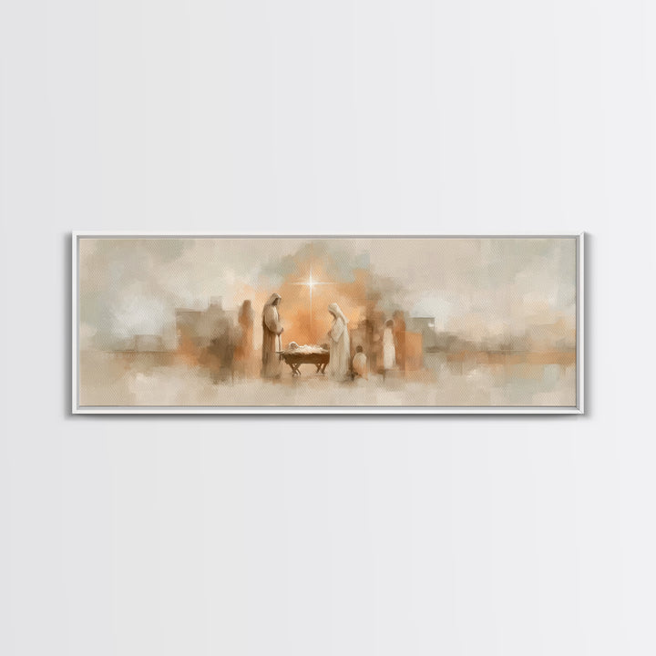 Star Of Bethlehem Hope, Framed Canvas Print, Panoramic Painting, Christian Wall Art, Christian Art Canvas, Christmas Art, Christian Decor,