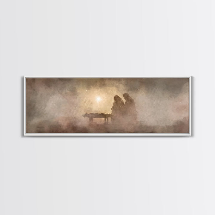 Holy Night Wonder | Framed Canvas Print | Panoramic Wall Art | Christian Wall Art | Christian Art Canvas | Christmas Art | Christian Christ