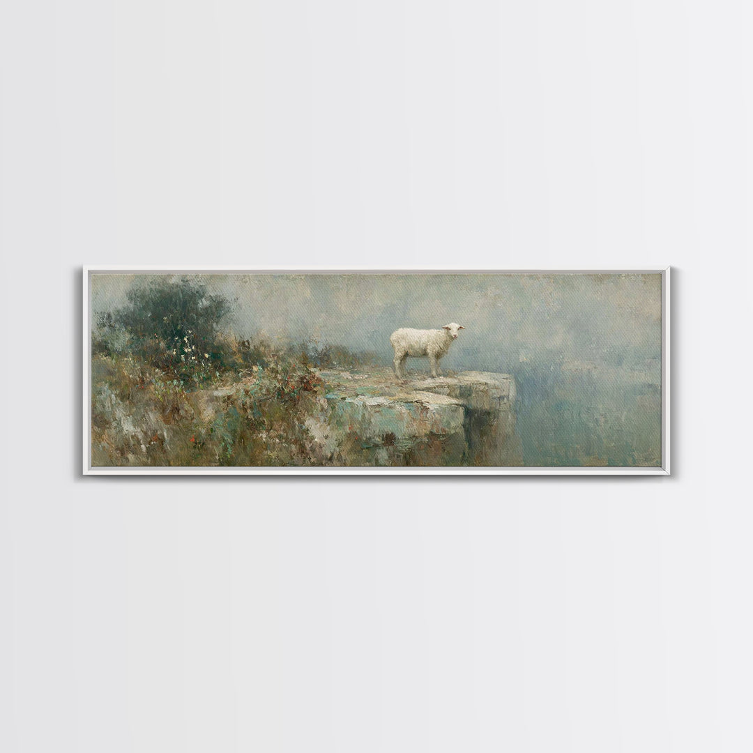 Lamb Of Mercy, Framed Canvas Print, Christian Art Canvas, Christian Wall Art, Panoramic Art, Christian Painting, Christian Decor
