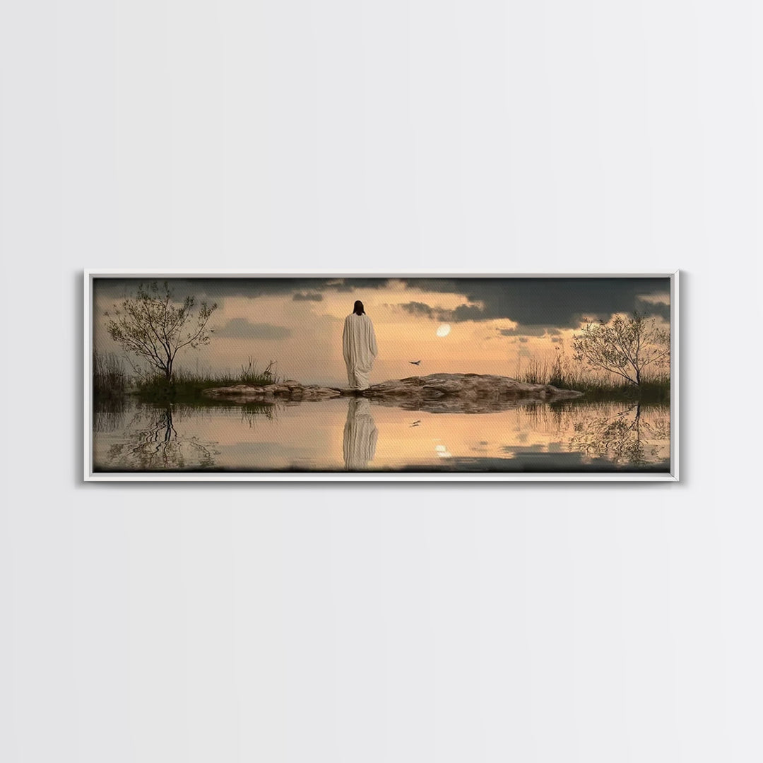 Blessed Morning Light, Framed Canvas Print, Panoramic Print, Christian Art Canvas, Jesus Painting, Subtle Christian Art, Christian Wall Art