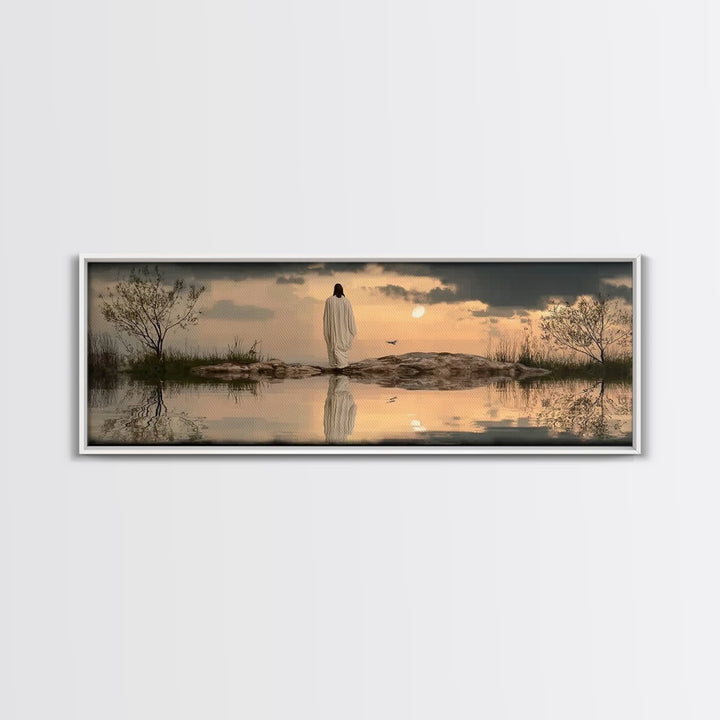 Blessed Morning Light, Framed Canvas Print, Panoramic Print, Christian Art Canvas, Jesus Painting, Subtle Christian Art, Christian Wall Art