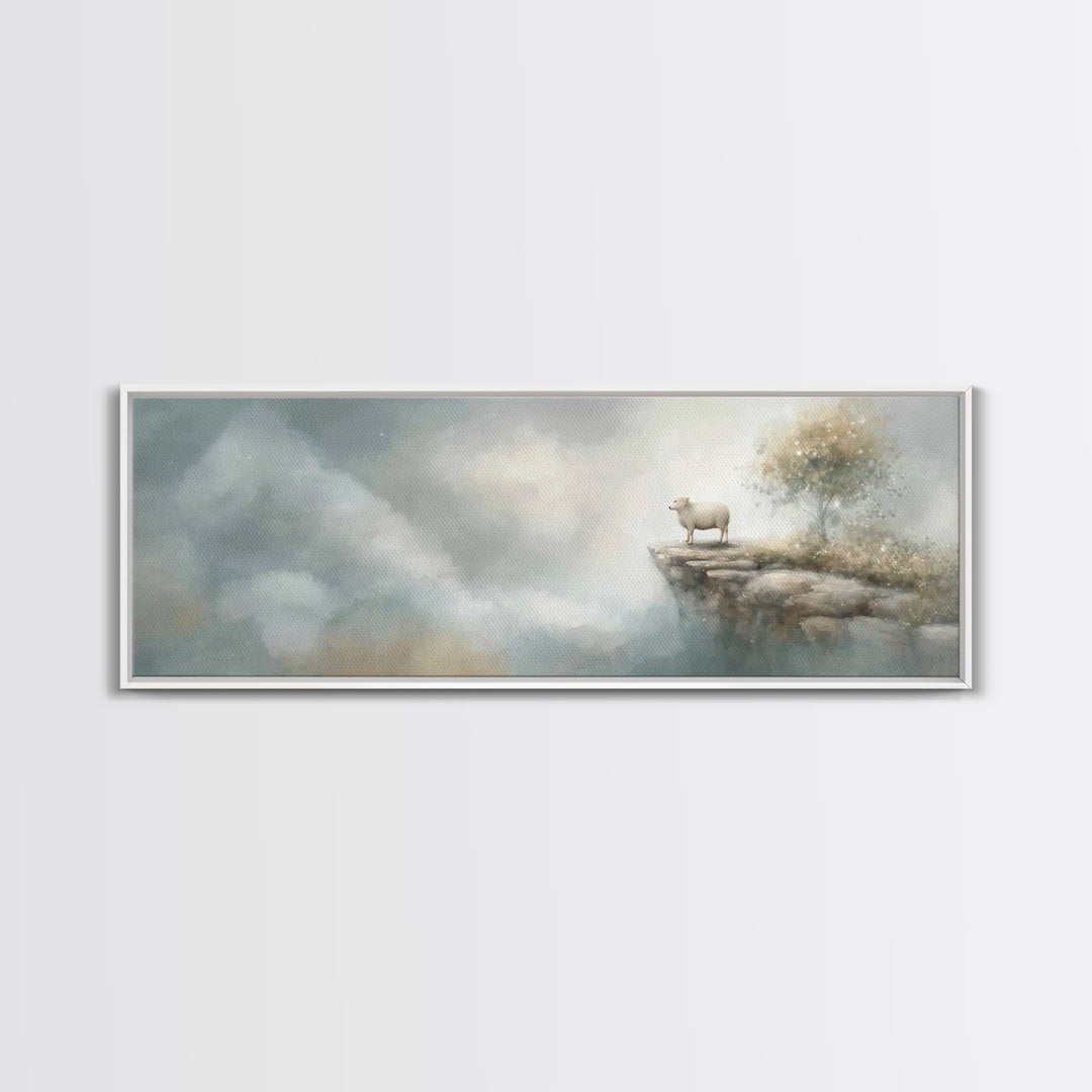 Heavenward Lamb – Framed Canvas Print – Christian Wall Art – Christian Art Canvas – Panoramic Wall Art – Christian Painting – Christian Dec