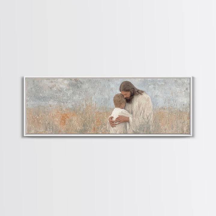 Sacred Reunion | Framed Canvas Print | Christian Wall Art | Jesus Painting | Panoramic Print | Christian Art Canvas | Christian Decor