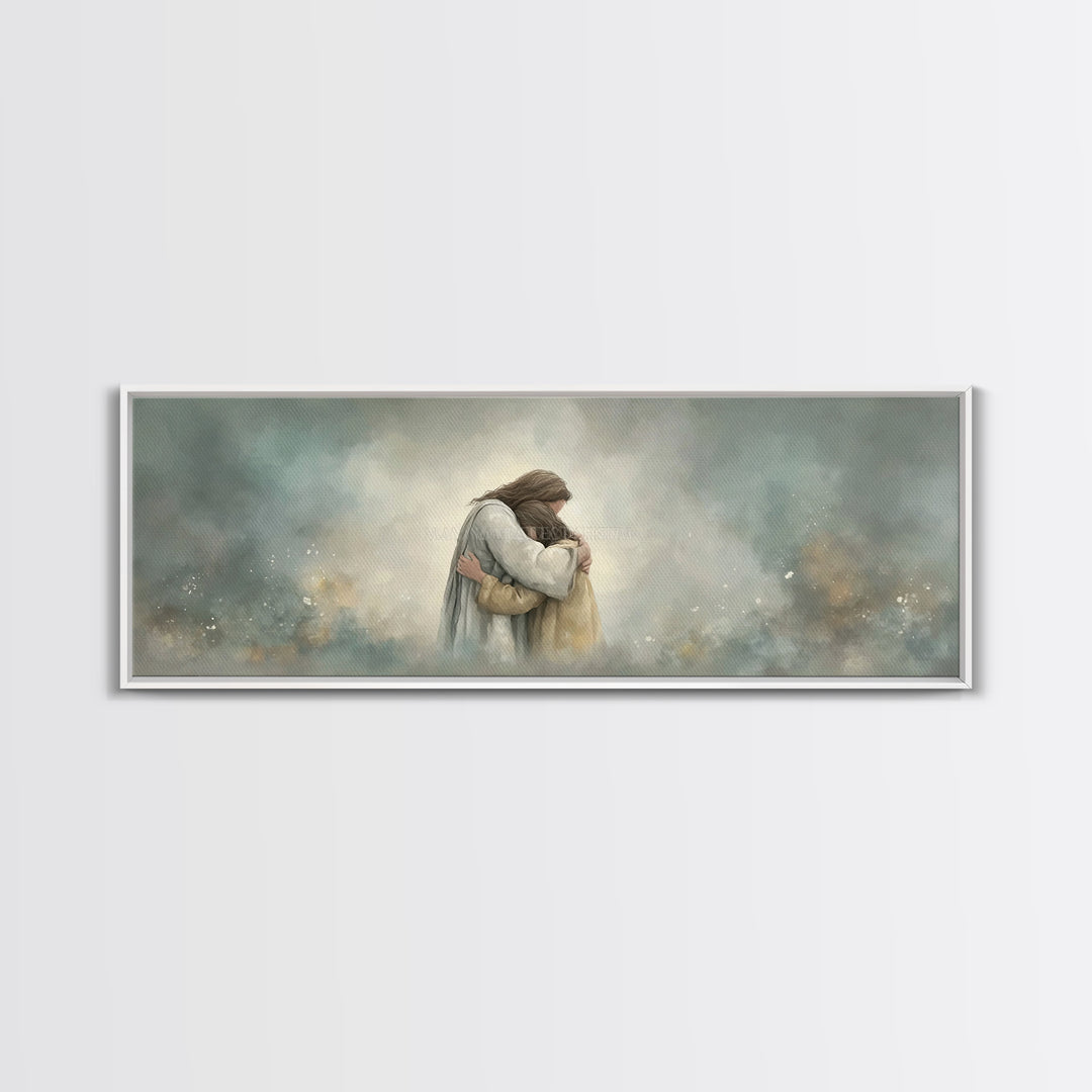Guiding Mercy – Framed Canvas Print – Christian Wall Art – Jesus Painting – Panoramic Art – Christian Art Canvas – Christian Gift