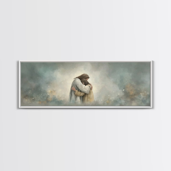 Guiding Mercy – Framed Canvas Print – Christian Wall Art – Jesus Painting – Panoramic Art – Christian Art Canvas – Christian Gift