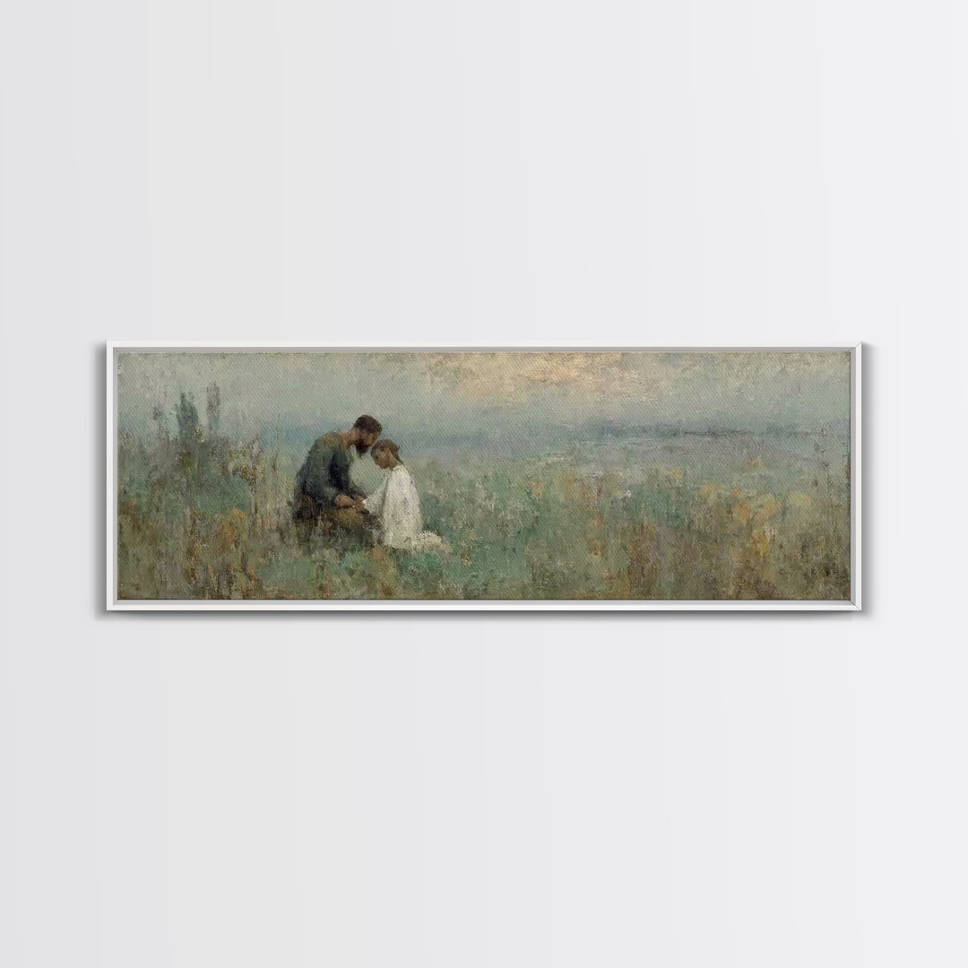 Evening Comfort, Framed Canvas Print, Christian Wall Art, Jesus Painting, Panoramic Frame, Christian Art Canvas, Christian Decor