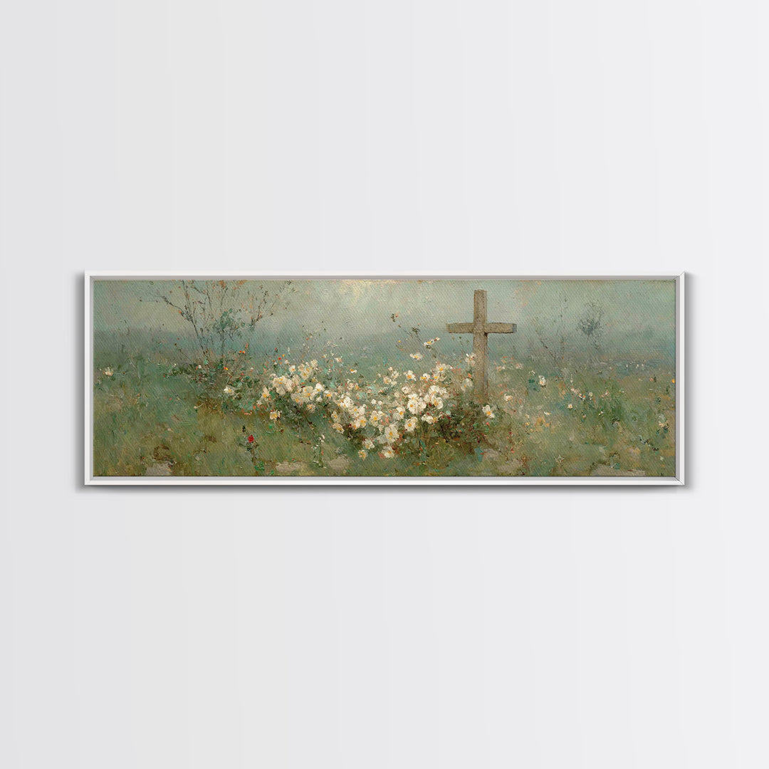 Garden Of Promise, Framed Canvas Print, Christian Wall Art, Christian Art Canvas, Panoramic Painting, Christian Art, Christian Gift