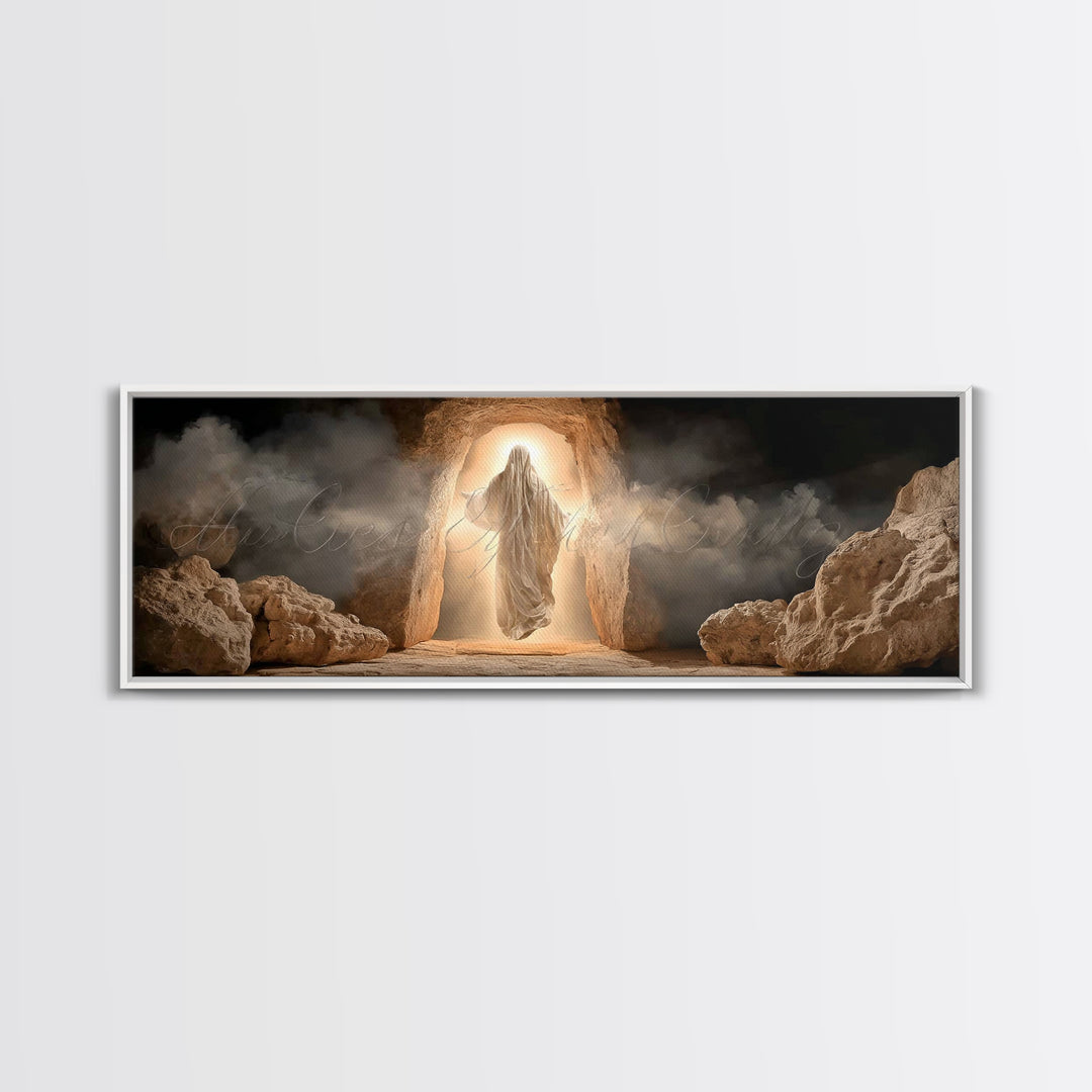 Sanctuary Gathering | Framed Canvas Print | Christian Wall Art | Christian Art Canvas | Panoramic Painting | Christian Art | Christian Gift