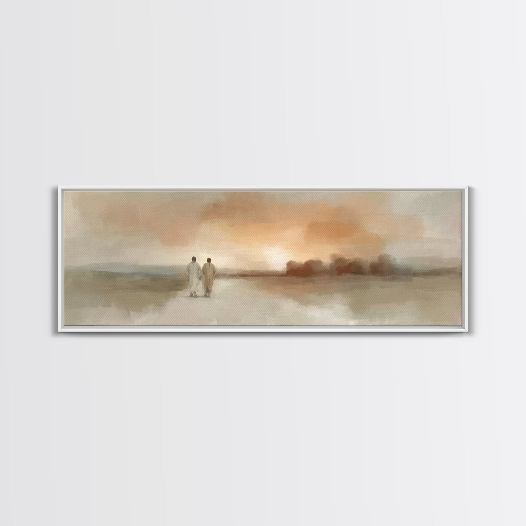 Emmaus Road Peace, Framed Canvas Print, Christian Wall Art, Christian Art Canvas, Jesus Painting, Extra Wide Art, Christian Gift Ideas