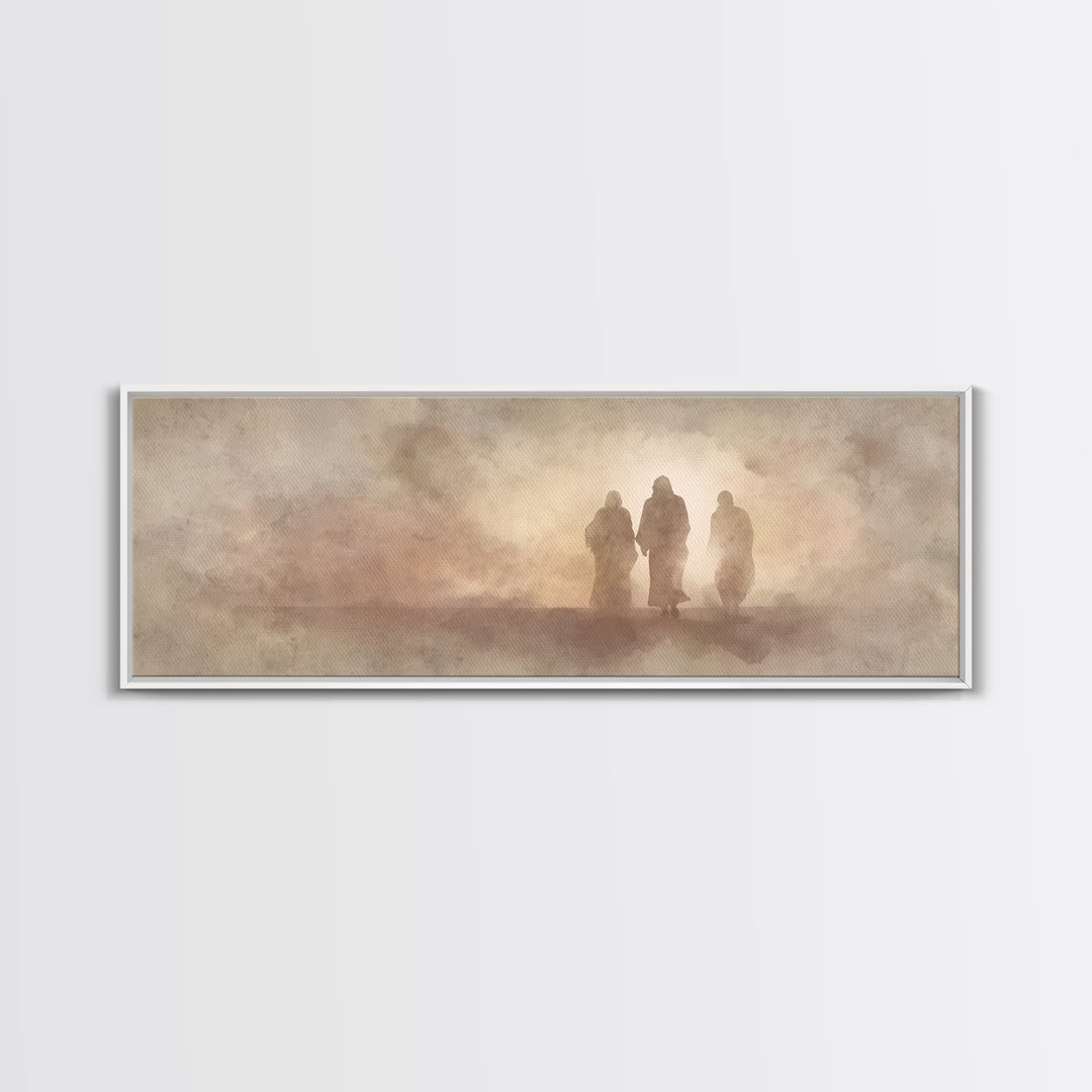 Sacred Walk Trio – Framed Canvas Print – Christian Wall Art – Christian Art Canvas – Panoramic Painting – Christian Christmas Art – Jesus P
