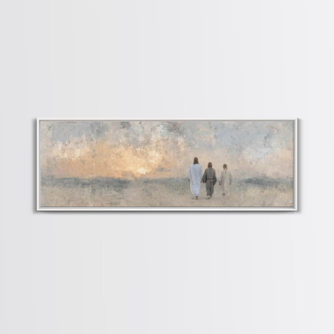 Twilight Disciples, Framed Canvas Print, Christian Wall Art, Christian Art Canvas, Panoramic Print, Christian Painting, Christmas Art