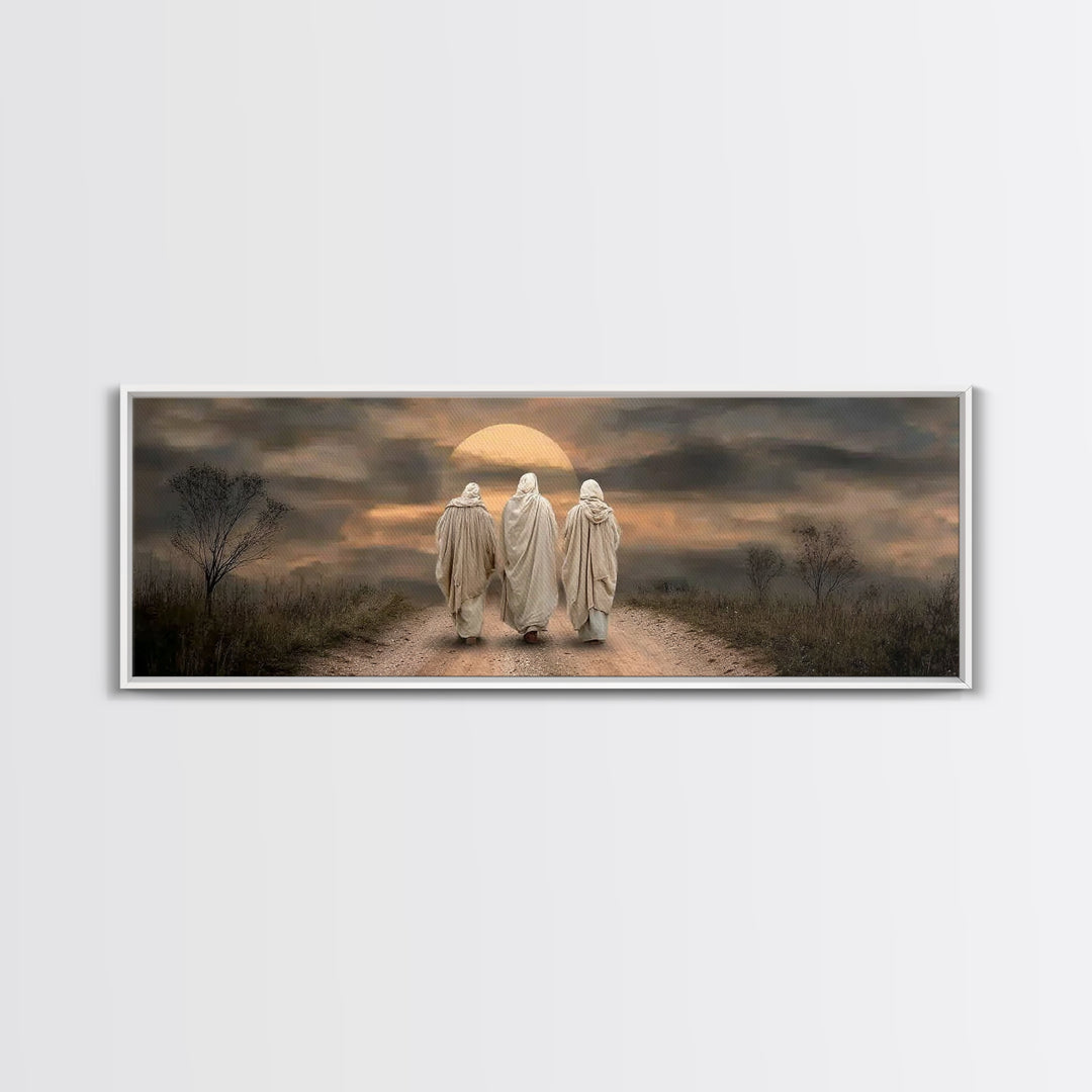 Savior’s Evening Path – Framed Canvas Print – Christian Wall Art – Christian Art Canvas – Panoramic Frame – Christian Christmas Art – Jesus