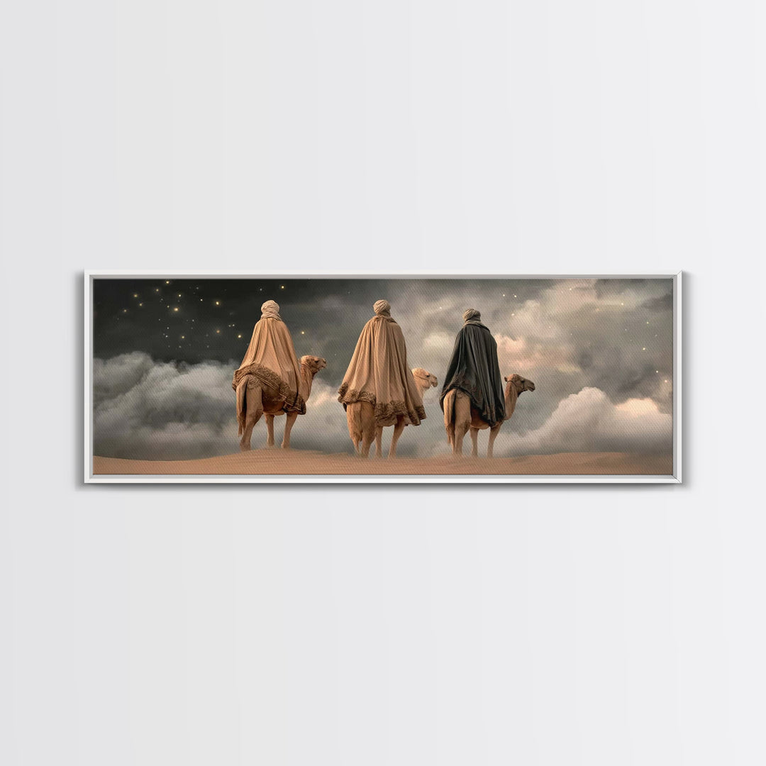 Wisemen Onward Grace – Framed Canvas Print – Panoramic Painting – Christian Wall Art – Christmas Art – Christian Art Print – Jesus Art