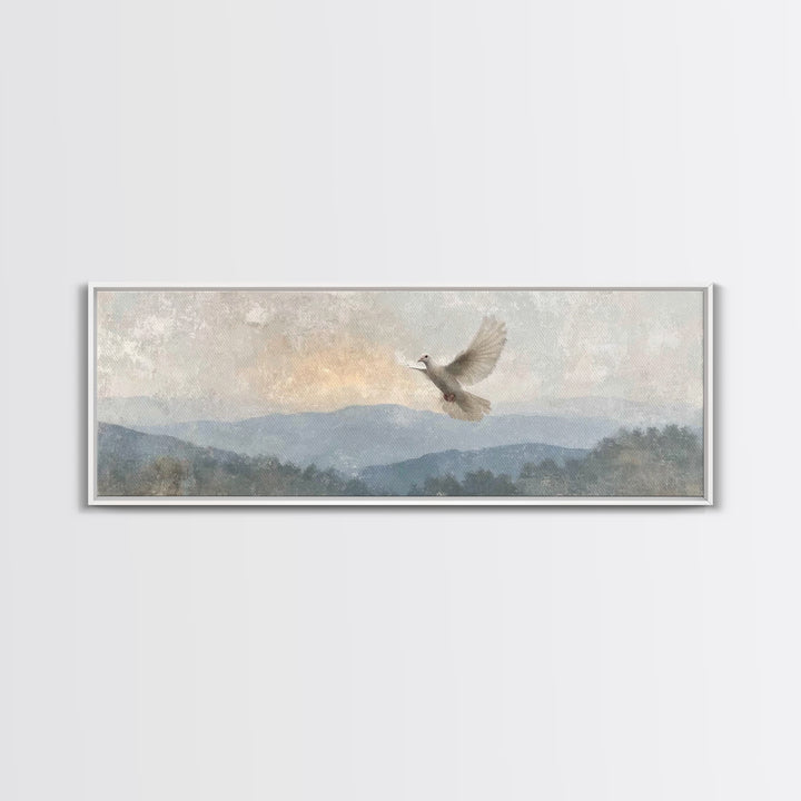Spirit On The Mountain, Framed Canvas Print, Panoramic Wall Art, Christian Art Canvas, Christian Painting, Unique Christian Art, Christian
