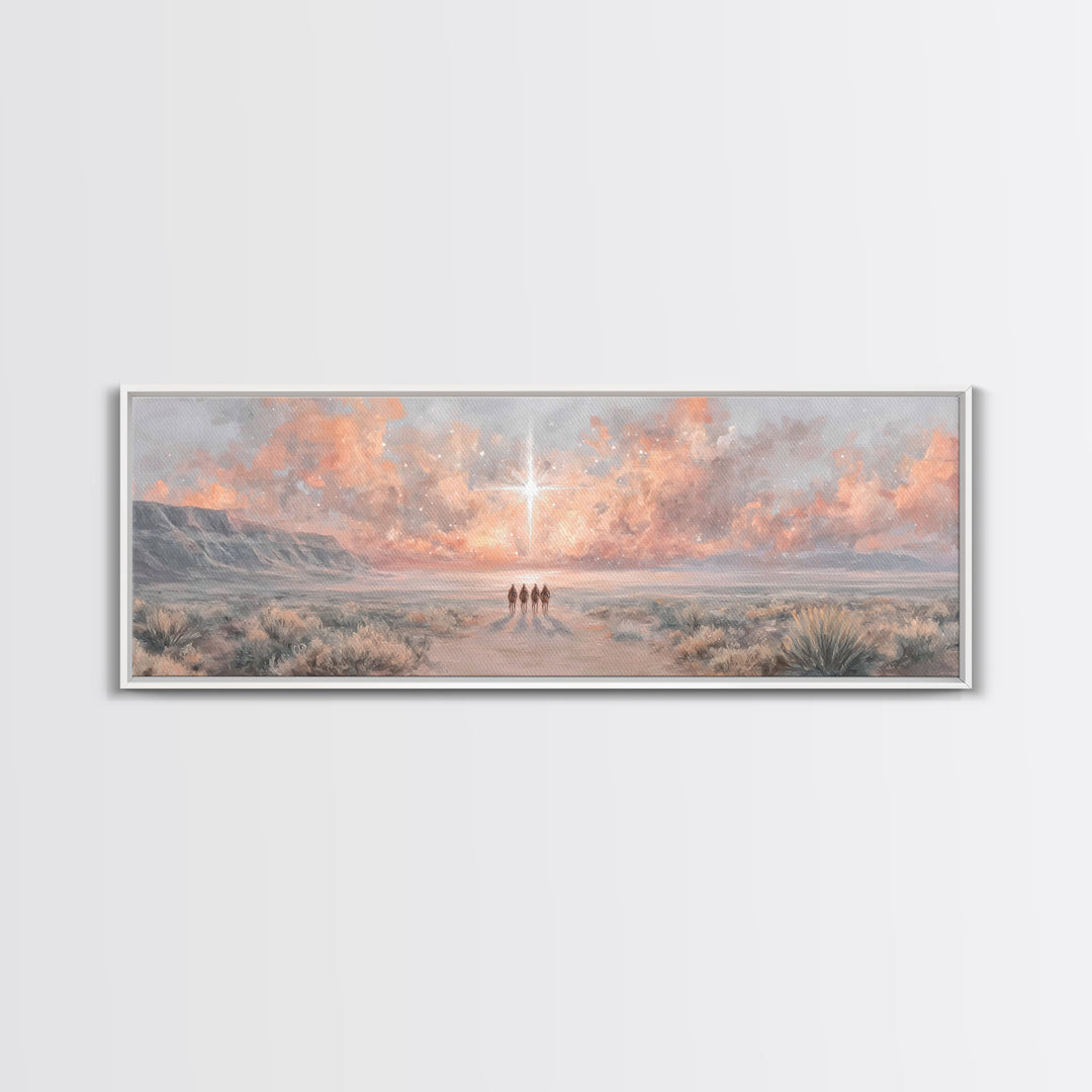 The Guiding Star – Framed Canvas Print – Panoramic Art – Christian Wall Art – Christian Art Canvas – Christmas Art – Jesus Painting