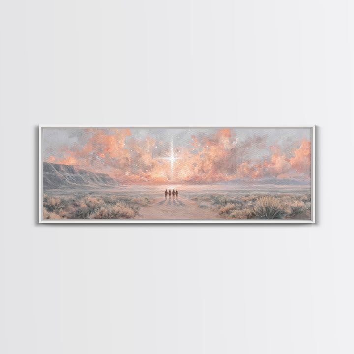 The Guiding Star – Framed Canvas Print – Panoramic Art – Christian Wall Art – Christian Art Canvas – Christmas Art – Jesus Painting