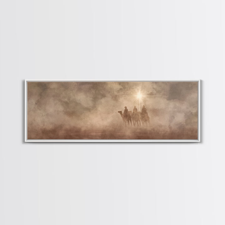 Desert Star Journey, Framed Canvas Print, Panoramic Wall Art, Christian Art Canvas, Christmas Art, Modern Christian Art, Jesus Painting