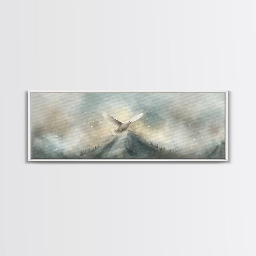 Wings Of Peace, Framed Canvas Print, Christian Wall Art, Christian Art Canvas, Panoramic Art, Christian Painting