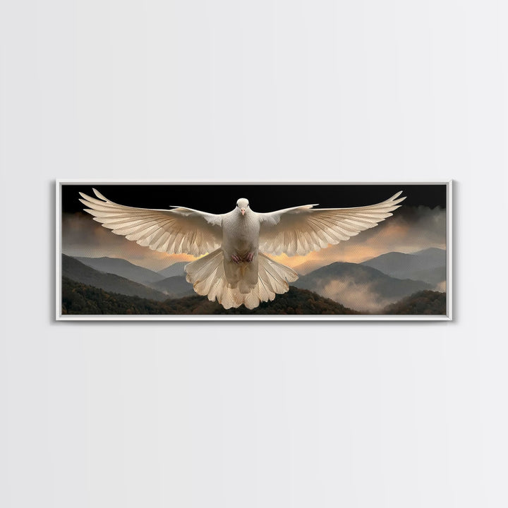 Serenity In Flight, Framed Canvas Print, Christian Art Canvas, Christian Wall Art, Panoramic Painting, Christian Gift