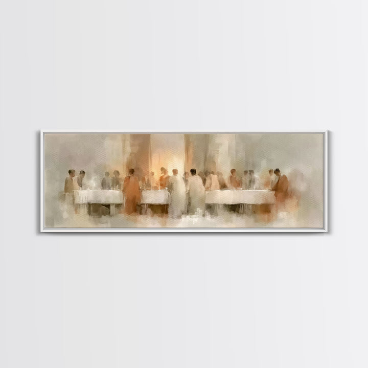 Table Of Mercy, Framed Canvas Print, Christian Art Canvas, Christian Wall Art, Panoramic Art, Christian Christmas Art