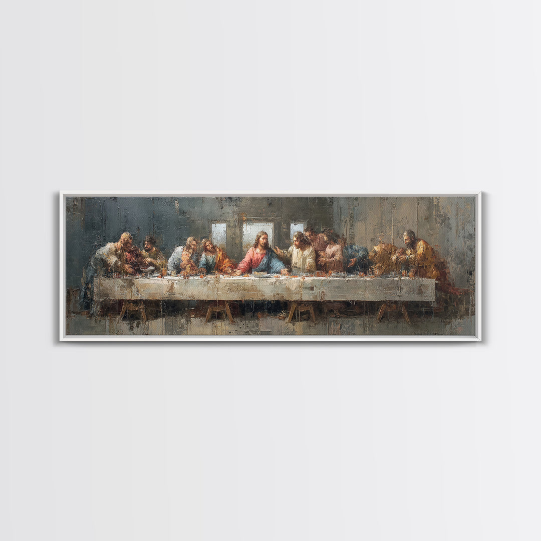 Holy Feast Harmony – Framed Canvas Print – Christian Wall Art – Christian Art Canvas – Panoramic Painting – Christian Decor