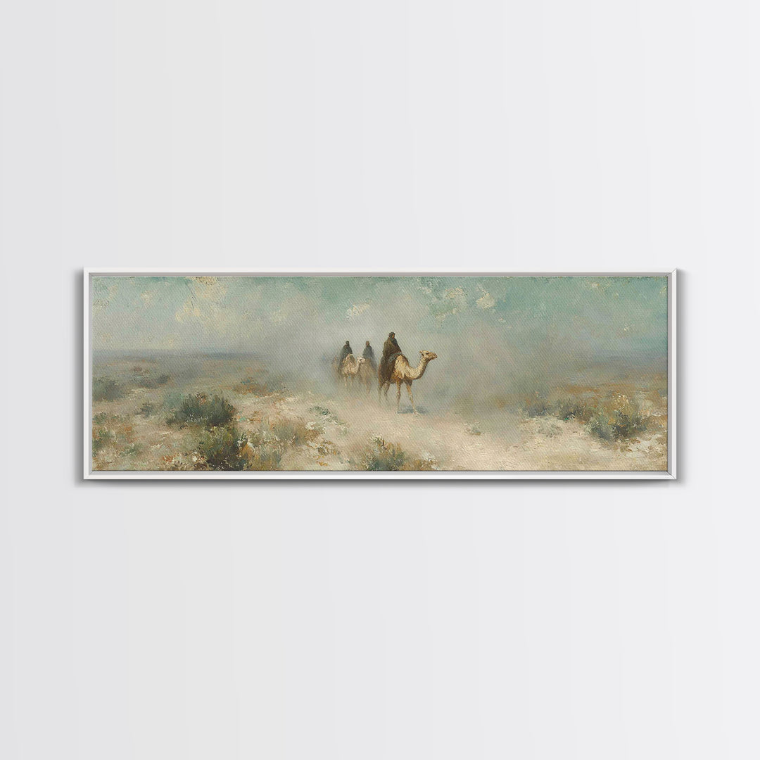 Desert Pilgrims – Framed Canvas Print – Christian Wall Art – Panoramic Art – Jesus Painting – Christian Art Canvas