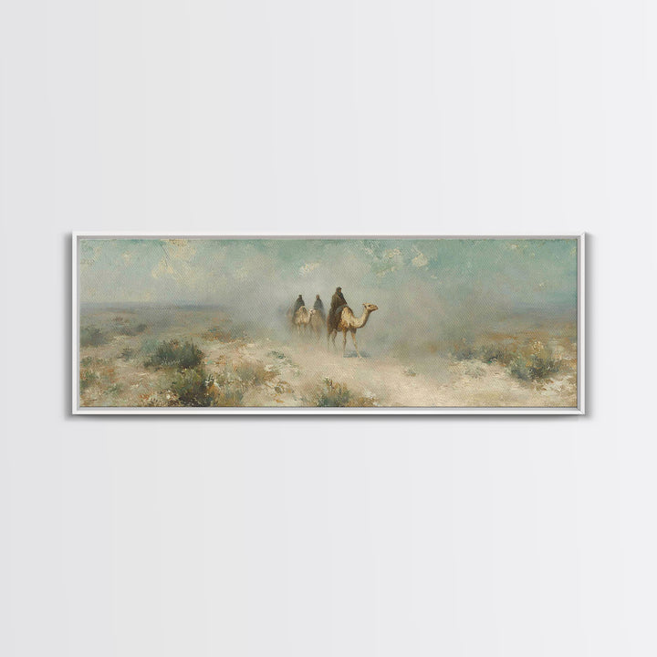 Desert Pilgrims – Framed Canvas Print – Christian Wall Art – Panoramic Art – Jesus Painting – Christian Art Canvas