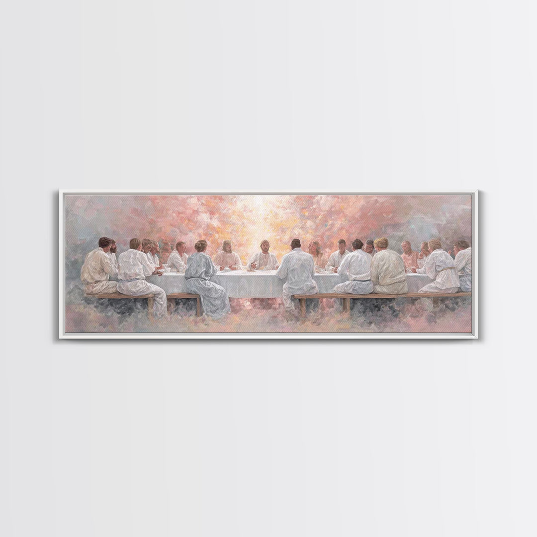 Radiant Last Supper, Framed Canvas Print, Christian Art Canvas, Christian Wall Art, Extra Wide Art, Christian Gift