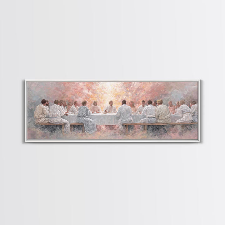 Radiant Last Supper, Framed Canvas Print, Christian Art Canvas, Christian Wall Art, Extra Wide Art, Christian Gift