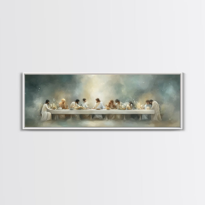 Grace At The Table – Framed Canvas Print – Christian Wall Art – Christian Art Canvas – Panoramic Painting – Christian Gift Ideas