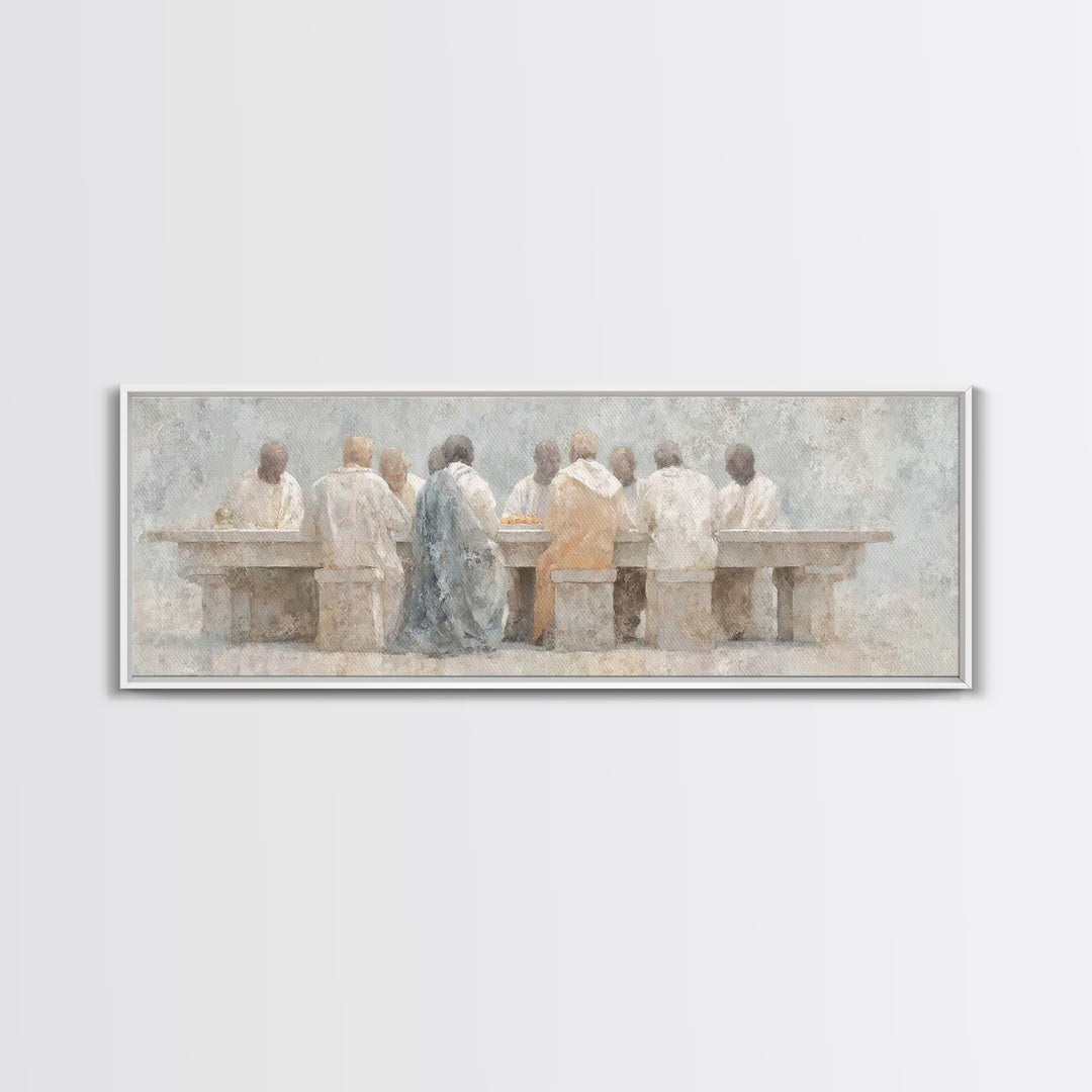 Sacred Supper Calm | Framed Canvas Print | Christian Art Canvas | Christian Wall Art | Panoramic Art | Christian Paintings