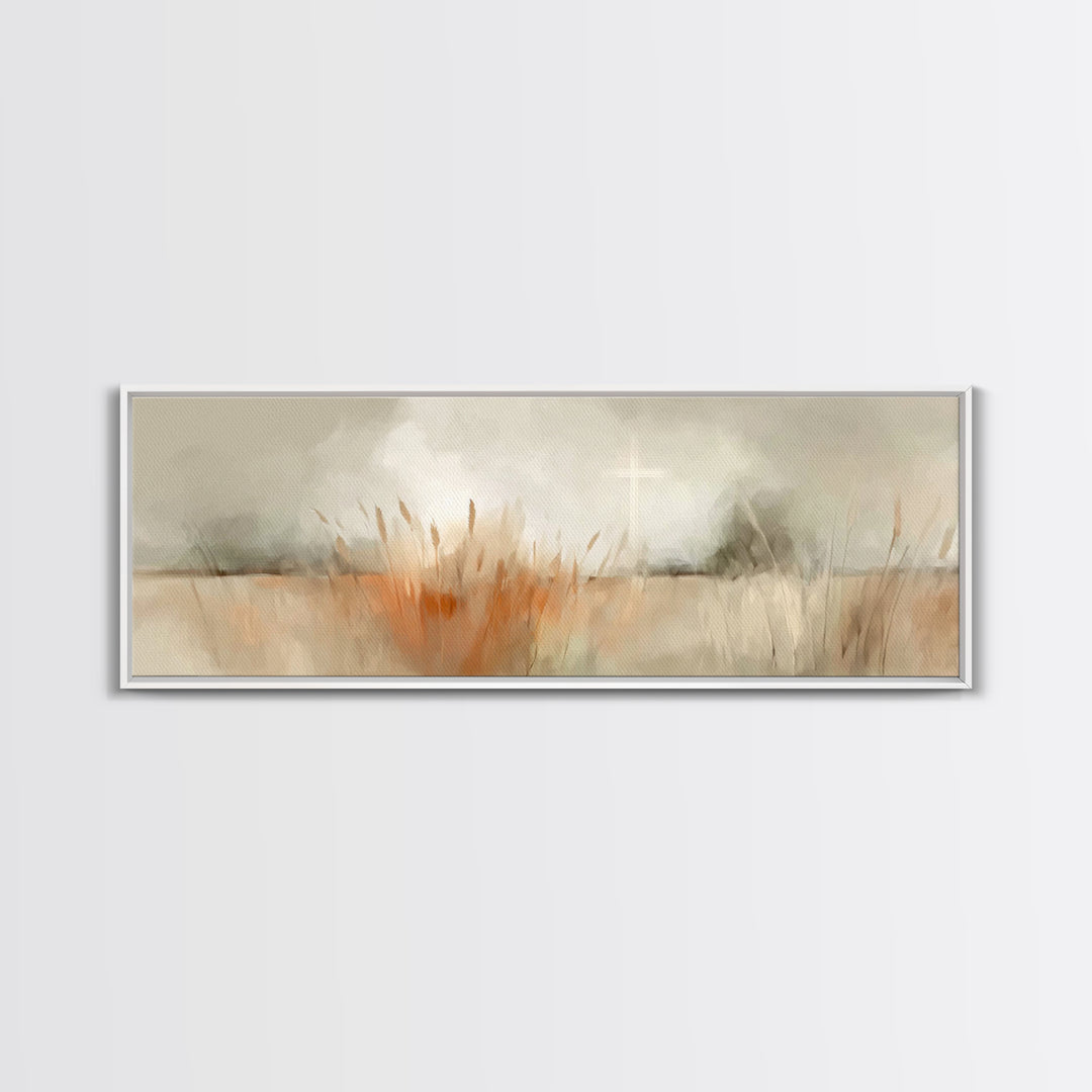 Fields Of Promise – Framed Canvas Print – Christian Wall Art – Christian Art Canvas – Panoramic Art – Christian Decor