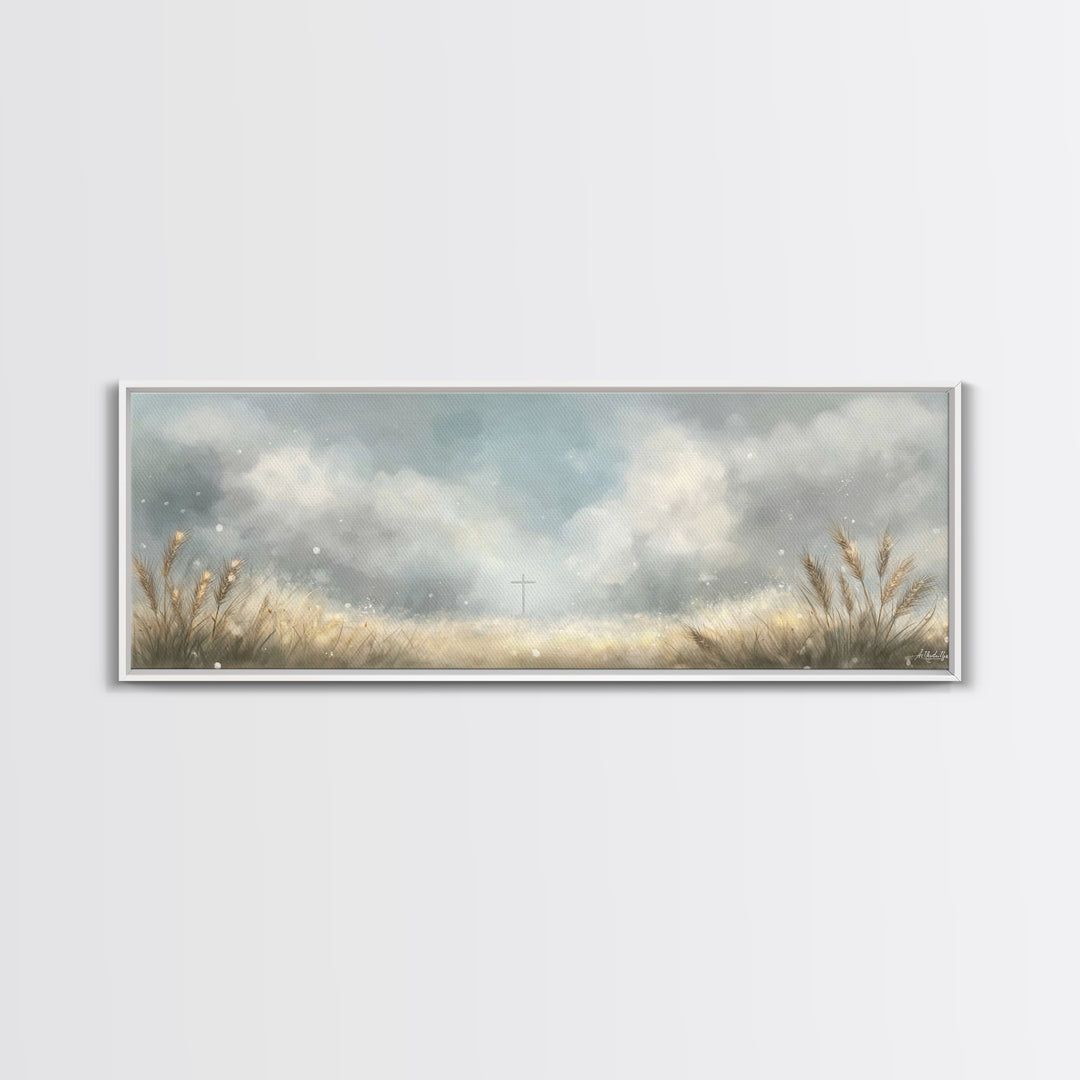 Heaven’s Wheatlight – Framed Canvas Print – Christian Wall Art – Christian Art Canvas – Panoramic Art – Christian Gift Ideas