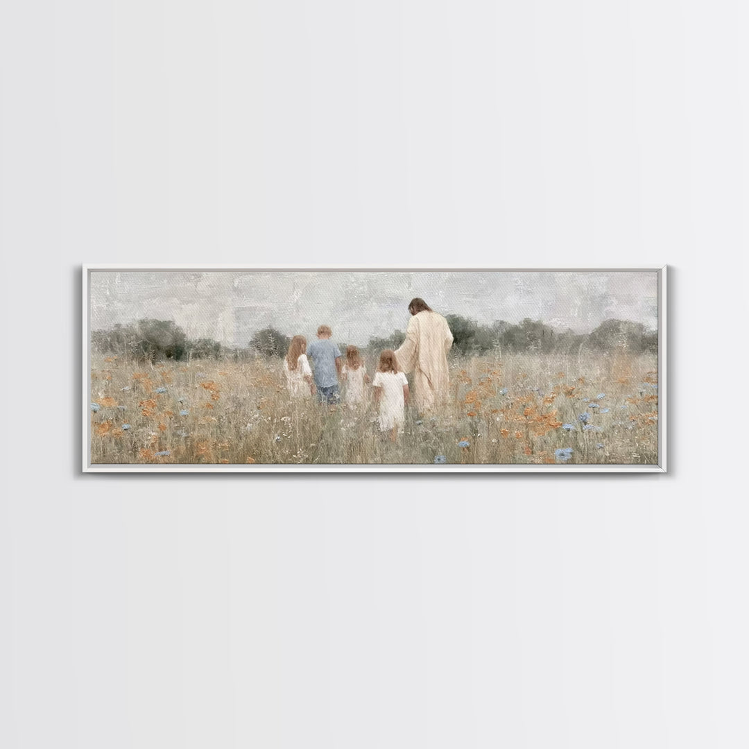 Blossoms Of Grace – Framed Canvas Print – Christian Wall Art – Jesus Painting – Christian Art Canvas – Panoramic Art – Christian Decor – Ch