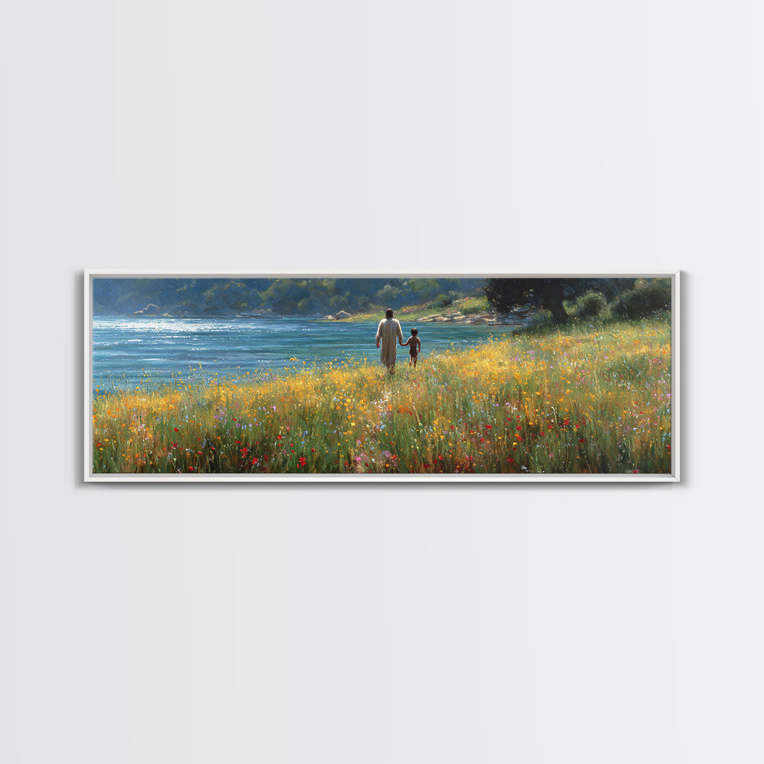 Fields Of Mercy , Framed Canvas Print, Christian Art Canvas, Christian Wall Art, Panoramic Wall Art, Jesus Painting, Christian Decor, Chris