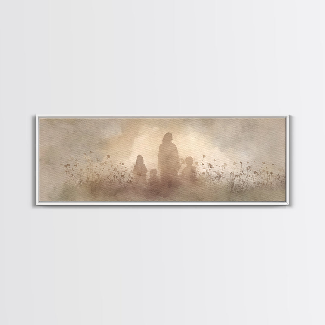 Shadows Of Hope | Framed Canvas Print | Christian Wall Art | Christian Art Print | Panoramic Painting | Jesus Canvas Art | Christian Christ