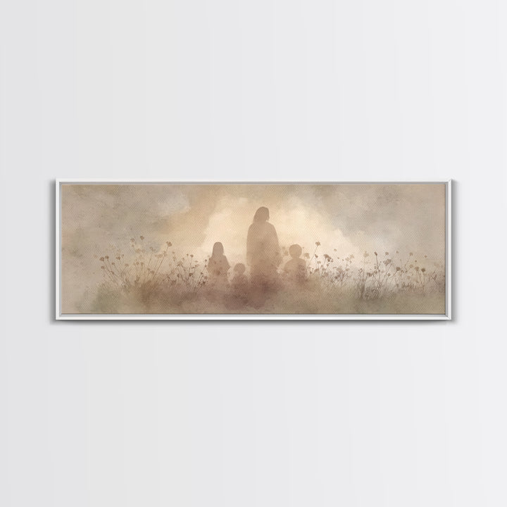 Shadows Of Hope | Framed Canvas Print | Christian Wall Art | Christian Art Print | Panoramic Painting | Jesus Canvas Art | Christian Christ