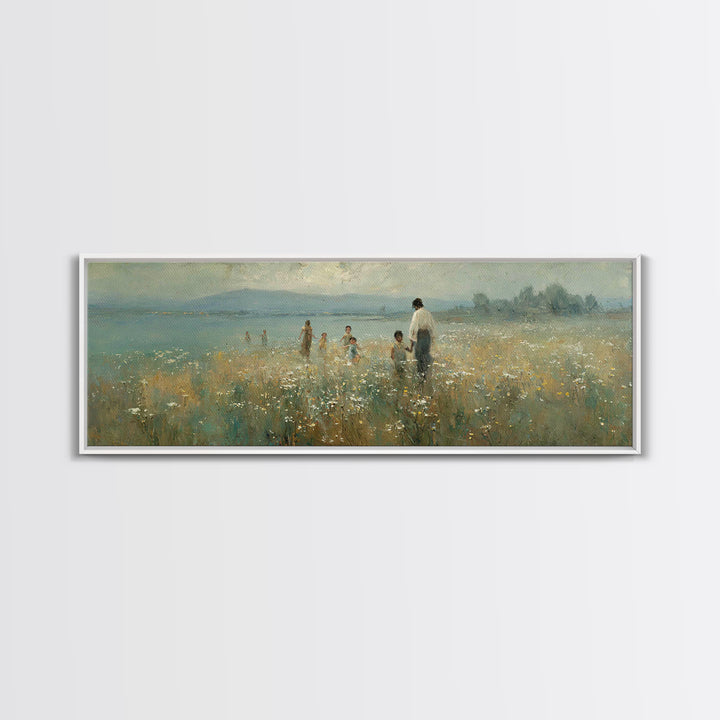 Garden Of Peace | Framed Canvas Print | Christian Art Canvas | Christian Wall Art | Jesus Painting | Panoramic Frame | Christian Decoration