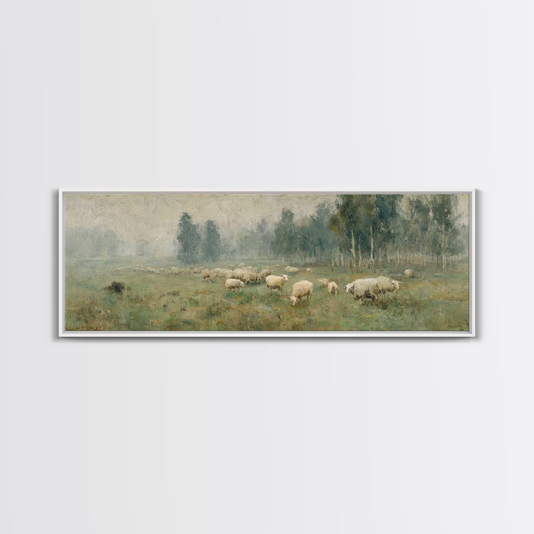 Pasture Of Peace | Framed Canvas Print | Panoramic Painting | Christian Wall Art | Christian Art Print | Subtle Christian Art | Christian D