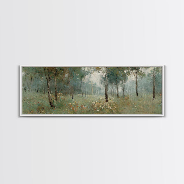 Cross Of Hope – Framed Canvas Print – Panoramic Painting – Christian Wall Art – Christian Art Canvas – Christian Christmas Art – Christian