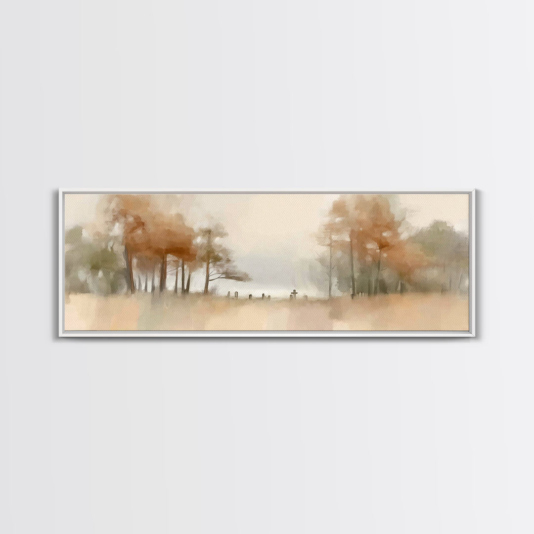 Autumn Valley Cross - Framed Canvas Print - Panoramic Frame - Christian Wall Art - Christian Art Canvas - Jesus Painting - Christian Gift I